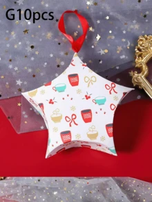 10pcs Creative Christmas Candy Packaging Boxes, Small Gift Packaging Boxes, Suitable For Christmas Gift Boxes - Star-Shaped Candy Gift Packaging Box. - View 10