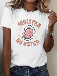 Open Oyster With Pink Pearls Symbolizing The Freshness Of The Sea And Natural Feminine Energy, Ideal For A Modern Casual Style. Comfortable And Lightweight Women's T-Shirt - 白色 - 查看 6