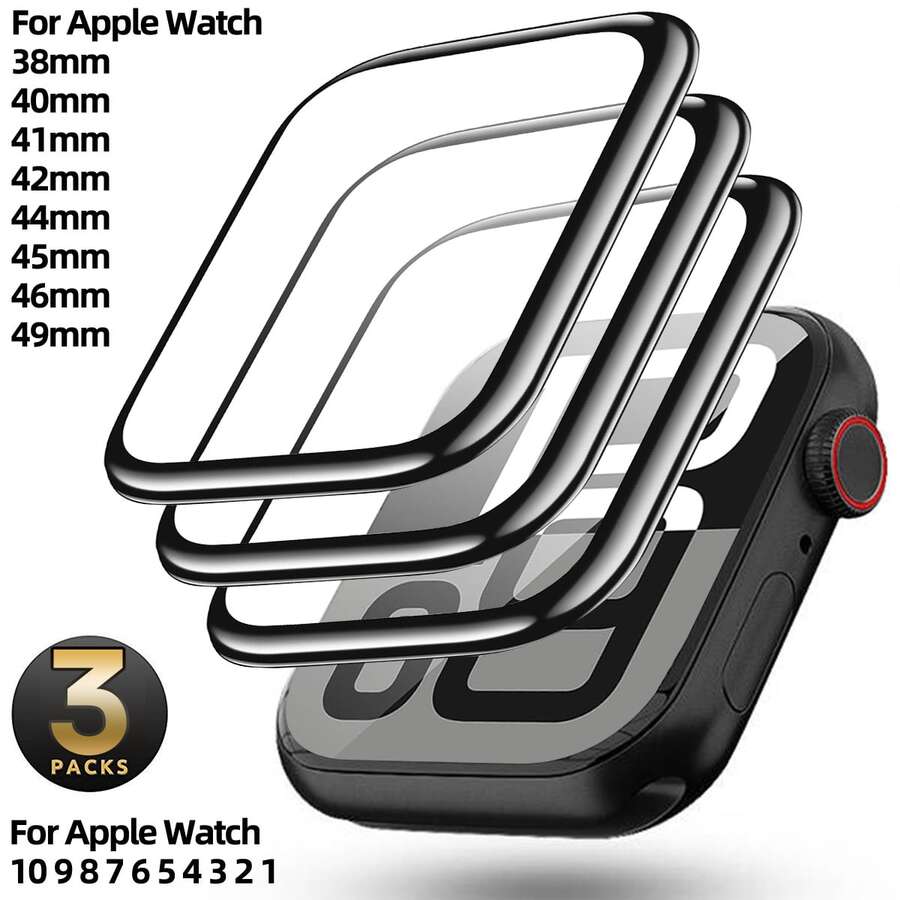 3pcs Bubble-Free Screen Protector, Birthday Gift For Family And Friends, Watch Screen Protector, Watch Protective Case, Watch Accessories, Waterproof, Shockproof, Anti-Drop, Anti-Fingerprint, Full Coverage, Anti-Scratch - Clear - View 1