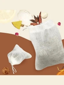 24pcs Bolsa de tela de algodón liso con cordón - Bolsa de tela de algodón natural sin blanquear para filtrar hierbas, ideal para preparar café, guisos, caldos de huesos y especias, entre otros - Ver 1
