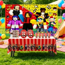 ROBLOX 生日派对礼盒套装 - 12 个纸袋/18 张贴纸，派对用品，礼盒，游戏主题袋，生日派对礼品袋，婚礼装饰 - Roblo 背景布 桌巾 杯盤 吸管 瓶貼 - 查看 6