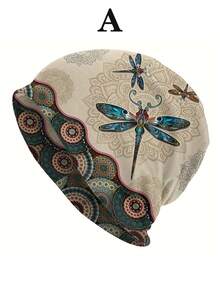 1pc Women's Dragonfly Print Beanie Hat, Casual Slouchy Cap, Versatile Daily Wear - Beanie - View 17