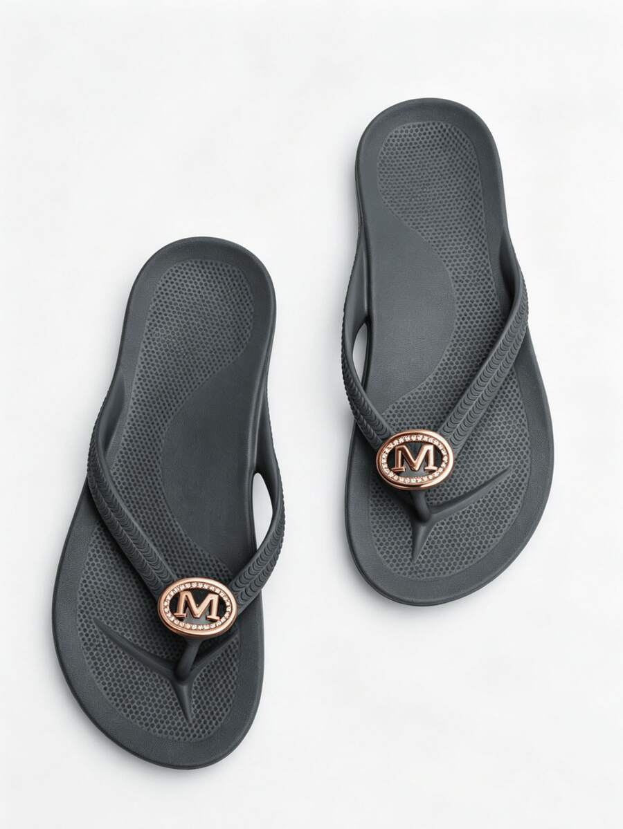 Unisex Flip Flops With Arch Support, Solid Color Beach/Home Slippers, Suitable For Spring, Summer, Autumn