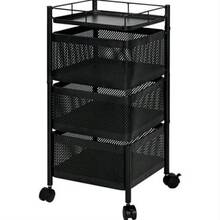 Carro Auxiliar Metalico con 3 Cestas Plegables yRuedas - Carrito Organizador para Cocina y Verdulero - Schwarz - Übersicht 7