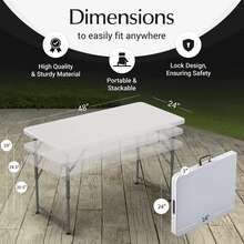 3/3.5/4/5.5/6/8 Ft Plastic Folding Table Perfect Indoor/Outdoor Dining Parties - White - View 9