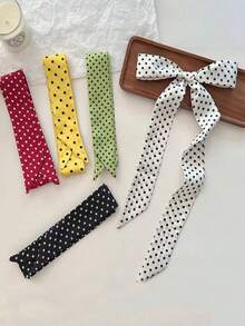 Bộ 5 chiếc băng đô lụa chấm bi nhiều màu sắc, khăn trùm đầu hai mặt, khăn quàng cổ trang trí dùng hàng ngày, dự tiệc, đám cưới, phụ kiện tóc thời trang. - 5 CÁI nhiều màu - Xem 3