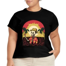 Camiseta Cómoda Casual para Mujer Talla Grande - Negro - Ver 2