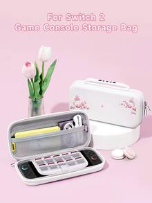 1pc Pink Floral Magnolia Pattern Protective Case For Nintendo Switch OLED/Switch NS, Switch Console Carrying Case, Battery Extender Version Accessories, Best Gift For Switch Players - Multicolor - View 11
