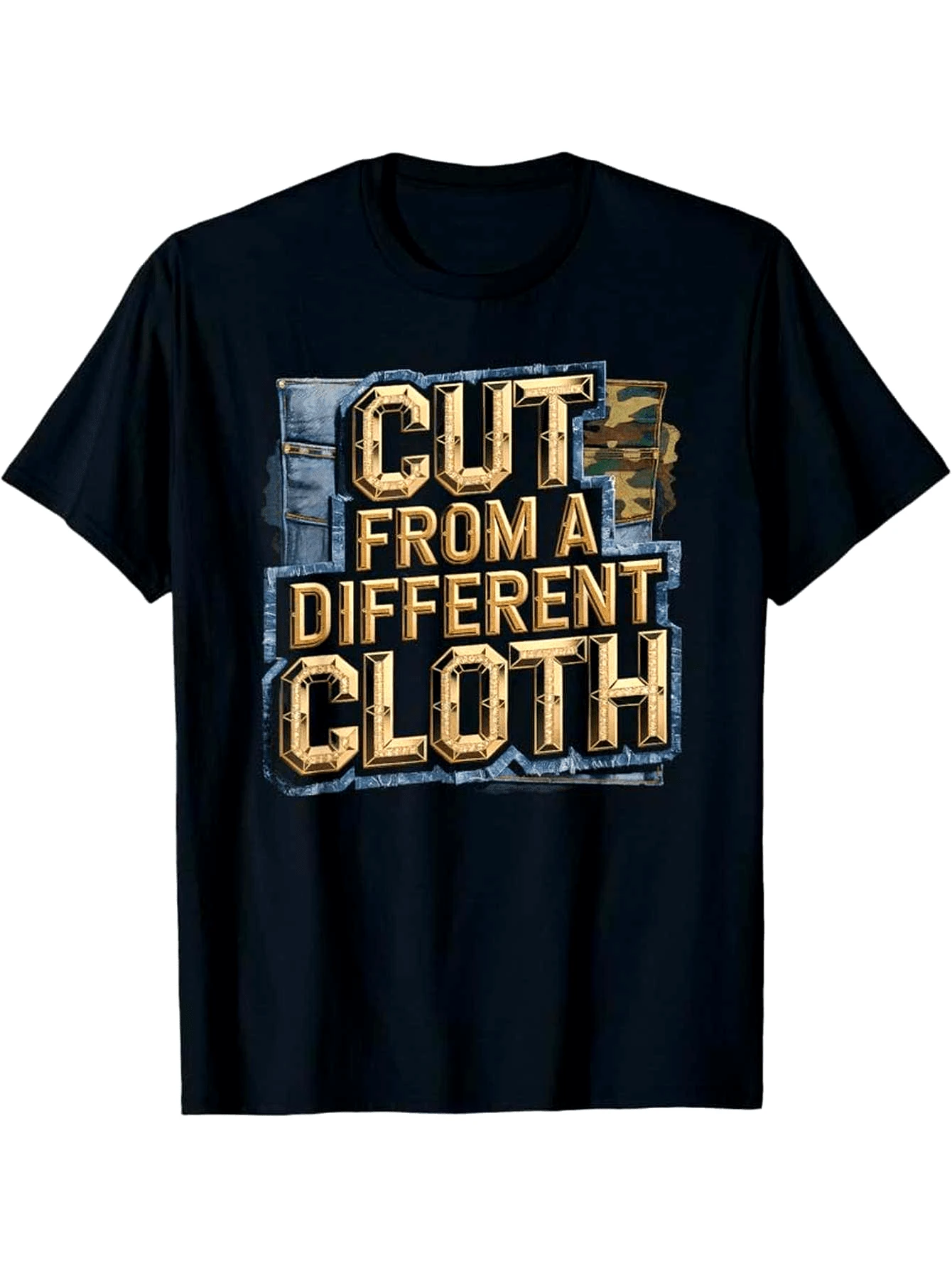 Men's Hip-Hop T-Shirt, Made With A Variety Of Combined Fabrics, With Interesting Cuts, Designed With Slogans And Patches, Casual Crew Neck T-Shirt, Perfect To Combine With Jeans, Suitable For All Seasons (Machine Washable) - 黑色 - 查看 1