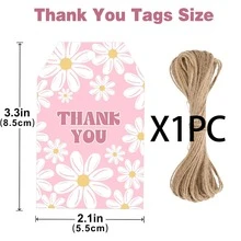3.3" X 2.1" Daisy Thank You Tags With Strings, Gift Tags For Teacher's Day, Baby Shower, Wedding, Birthday, Pink Paper Tags - View 8