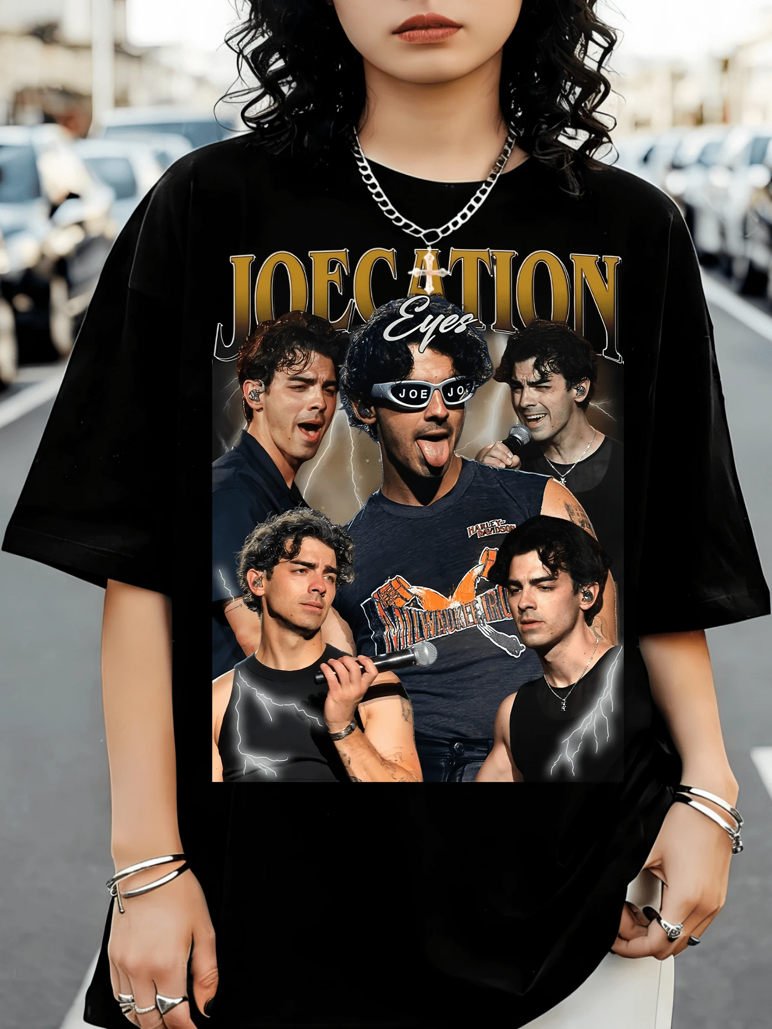 Classic Vintage Jonass Brotherss T-Shirt, For Fans Of 90s Retro Music. - Black - View 1