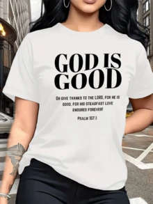 A Spiritual Message Conveying Gratitude For Divine Goodness And The Strength Of Eternal Love, Inspired By Sacred Words. A Comfortable, Stylish, And Perfect Women's T-Shirt For Everyday Wear, Ideal For Expressing Faith And Positivity. - 白色 - 查看 8