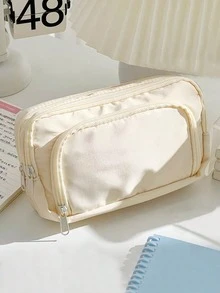 1pc 3-Layer Canvas Pencil Case With Window, High-Quality Japanese Style Large Capacity Stationery Bag Back To School,Pencil Pouch,School Bag - Multicolor - View 23