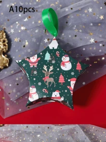 10pcs Creative Christmas Candy Packaging Boxes, Small Gift Packaging Boxes, Suitable For Christmas Gift Boxes - Star-Shaped Candy Gift Packaging Box. - View 9