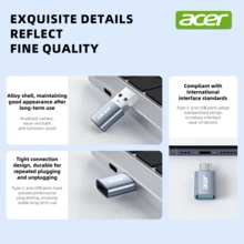Adaptor Antarmuka Acer dengan USB 3.2 untuk Performa Transfer yang Optimal, Opsi USB-A/USB-C, Casing Paduan Logam, Tekstur Matte, Ringkas dan Ringan, Mudah Dibawa - Grey - View 3