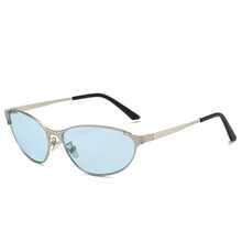 1 đôi kính thời trang mắt mèo unisex phong cách tương lai lấy cảm hứng công nghệ, phong cách đường phố cao cấp ngách - màu xanh nhạt - Xem 2