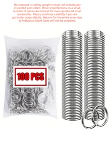10-100pcs/200pcs/500pcs/組 25mm 開口鑰匙環 鑰匙圈吊飾連接金屬開口環 珠寶配件手工DIY材料 - 銀色 - 查看 1