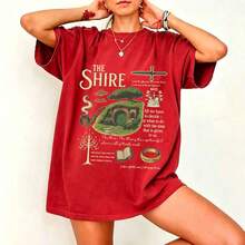 The Shire Shirt, Fantasy Book Lover Shirt The Rings Second Breakfast Rivendell Shirt Lord Of Shirt Gift For Book Lover100% Cottonsummer Outfits For Wo - 紅色 - 查看 14