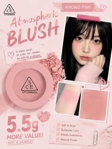 3CE 1pc Multi-Color Options Nude Pink Blush, Solid Color Natural Makeup Blush, Can Be Layered For Fresh And Soft Makeup Look, Korean Cosmetics MONOPINK - Nude Pink #MONO PINK - View 1