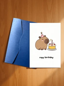 Cute Capybara Birthday Card With Envelope - Funny Cartoon Animal Design, Suitable For Anyone, Celebration Card, Great For Best Friends And Loved Ones - A - View 16