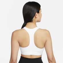 Nike Swoosh Solid Color Crew Neck Pullover Short Medium Support Quick-Drying Padded Sports Bra, Women's, White - White - View 2