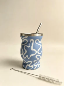 2件套马黛茶葫芦，8盎司不锈钢茶杯套装（含多功能盖、吸管和清洁刷），双层保温咖啡杯 - 彩色 - 查看 7