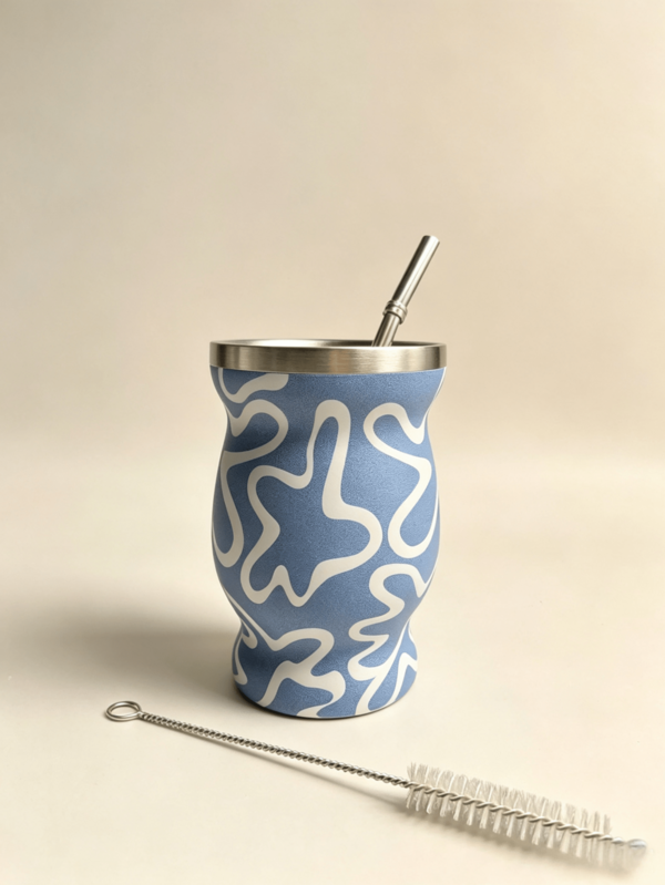 1/3PCS, Mate Gourd Cup 8oz Stainless Steel Tea Cup Set, With Multifunctional Lid, 1 Straw And Cleaning Brush, Double Wall Coffee Cup, Insulated And Anti-Scald