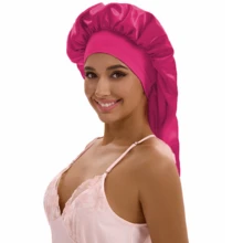 ZTZI Women's Extra Long Hair Bonnet, Elastic Wide Band Sleep Cap For Hair Care, Anti-Frizz Bonnets, Solid Color Casual Polyester Bonnet For Home Use, All Seasons - BC Color Matching Elastic 9008 - View 24