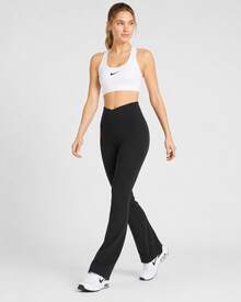 Nike Swoosh Solid Color Crew Neck Pullover Short Medium Support Quick-Drying Padded Sports Bra, Women's, White - White - View 6
