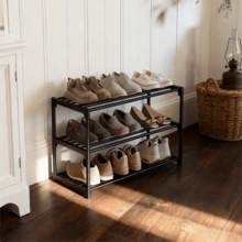 Estantería para zapatos de 3 niveles que ahorra espacio - Fácil de montar, estantería de almacenamiento multifuncional adecuada para pasillo, armario y garaje, construcción duradera de plástico/metal, se adapta a varios tamaños de habitación - Multicolor - Ver 5