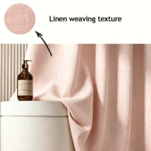1pc Pink Faux Linen Texture Shower Curtain, Modern Minimalist Style Faux Linen Shower Curtain, Thickened Opaque Waterproof Bathroom Wet/Dry Separation Curtain (Daily Home Use/Hotel Apartment/All Seasons) - Pink - View 7