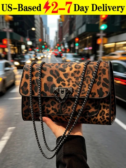 A Stylish Women's Shoulder Bag Featuring An Eye-Catching Leopard Print And A Sturdy Chain Strap, Designed Specifically For The Modern Woman. A Chic Women's Crossbody Bag Perfect For Nighttime Parties And Street Style Trendsetters. This Bold Leopard-Print Bag Offers Ample Space For Your Phone, Cosmetics, And Daily Essentials. Fashionable Shoulder Bags And Crossbody Bags; Women's Handbags; Unique Shoulder Bags And Crossbody Bags, Women's Bag Accessories, Women's Wallets, Women's Handbags, Women's Shoulder Bags, Women's Clutches, Summer, In-Stock Items, Vacation, Storage Bags, Evening Bags, Travel, Women's Fashion Wallets, Women's Fashion Shoulder Bags, Women's Wallets And Bags, Teacher's Day Gifts, Mother's Day Gifts, Vacation Essentials, Gifts For Teachers, Gifts For Women, Teacher's Day Gifts, Summer, Wallets, Beach Bags Designer Bag Luxury Bags Crossbody Bag