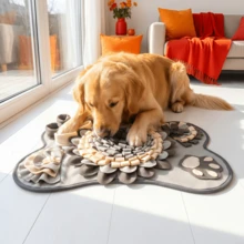 Esterilla de olfateo para mascotas de interior, universal para gatos y perros, manta de entrenamiento de escondite de alimentos, esterilla de búsqueda de olores para mascotas, esterilla de tazón de alimentación lenta - Gris - Ver 2