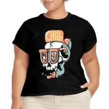 Camiseta Cómoda Casual para Mujer Talla Grande - Negro - Ver 2