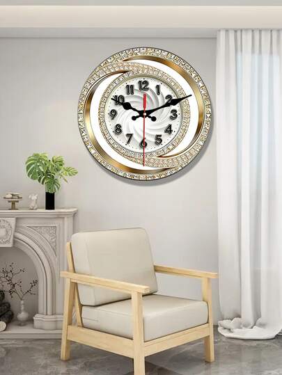 2D flach. 1 Stück. Kreative Diamant-Themen Holz Wanduhr, leise dekorative Uhr, innovative Wanduhr, geeignet für Schlafzimmer, Wohnzimmer und Büro Dekoration, Größenoptionen 25/30cm (Batterien nicht enthalten)