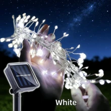 1件裝太陽能鞭炮串燈，50/100/200顆LED，IP44防水，8種照明模式，適用於花園、庭院、樹籬、戶外派對，裝飾禮品，戶外照明燈串，戶外太陽能燈，聖誕節與萬聖節裝飾禮品 - 爆竹燈 - 查看 12