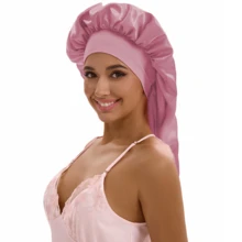 ZTZI Women's Extra Long Hair Bonnet, Elastic Wide Band Sleep Cap For Hair Care, Anti-Frizz Bonnets, Solid Color Casual Polyester Bonnet For Home Use, All Seasons - BC Color Matching Elastic 9008 - View 23