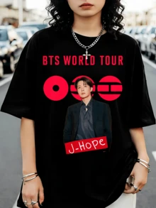 BTSS World Tour J-HOPE T-Shirt - Casual White Top For ARMY Fans - Black - View 1