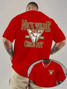 (Disney Licensed T Shirts)Disney Zootopia Nick Wilde "Easy Peasy Chill Out" Graphic Tee Men's Oversized Crew Neck Short Sleeve T-Shirt, Casual Streetwear With Retro Nick Wilde Logo Print, Funny Attitude Quote Loose Fit Casual Top, Mens Clothes, Men, Ropa De Hombre, Summer Clothes, Men Shirts, Graphic Tees, Disney Outfits Men, Graphic Tees, Camisetas Para Hombre, Camisas Para Hombre, Summer Outfits For Men, Father's Day Gift, Perfect Gift For Family And Friends, Which Are Necessary For Birthday Parties, Disney Shirts, Mens Clothes, Summer Clothes, Officially Licensed Disney T-Shirts, Disney Men's And Women's Spring/Summer Fashion Casual Short-Sleeve T-Shirts, Disney Top - Đỏ - Xem 1