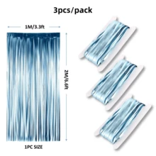 3pcs Light Green, Gold, Blue And Silver Foil Texture Curtains, Elegant And Unique, Suitable For Halloween, Christmas, Wedding, Birthday Party Backdrop And Photo Booth Decoration - Multicolor - View 6