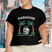 Camiseta Cómoda para Mujer Talla Grande con Estampado - Negro - Ver 4