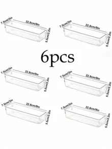 6pcs Transparent Cup And Spoon Storage Box, Cosmetics Storage Basket, Skin Care Product Storage Rack, Bedroom Dresser Storage Box, Clear Stackable Drawer Organizer, Multi-Purpose Desktop Storage Box, Multi Specification Desktop Storage Box, Compartment Sorting Box In The Drawer, Space-Saving Organizer - Multicolor - View 13