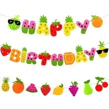 1 Set Fruit Theme Birthday Party Decorations, Happy Birthday Banner, Fruit Pattern Summer Fruit Theme Party Baptism Supplies - View 5