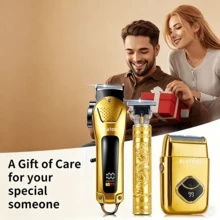 BLUTOOL Pro Precision 3-In-1 Men's Grooming Kit – Professional Hair Clipper, Detail Master Trimmer & Premium Foil Shaver Set, Barber-Quality Hair Cutting & Shaving System For Home Salon Use Home Barber Tool, Ideal For Travel And Gifts For Men - Gold-3pcs - View 7