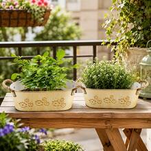1pc/2pcs Beige Oval Planter With Decorative Rope, Large Capacity Design, Perfect For Planting Succulents, Herbs, Greenery Or Flowers, Suitable For Balcony, Living Room Or Windowsill - Flowerpot - View 9