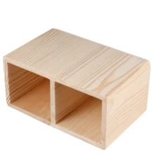 1pc Unfinished Wooden Makeup Box, Ceramic, Cup, Pen & Pen Holder, Desktop Organizer, Multipurpose - MultiWarna - View 5