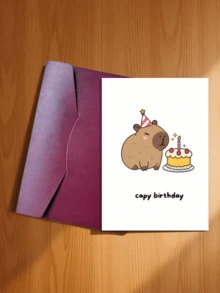 Cute Capybara Birthday Card With Envelope - Funny Cartoon Animal Design, Suitable For Anyone, Celebration Card, Great For Best Friends And Loved Ones - A - View 13