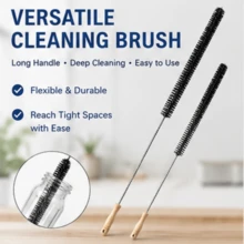 2pcs Multi-Functional Dryer Vent Cleaning Brush Set, Stainless Steel Dryer Vent Lint Brush, Manual Lint Brush, Flexible Fridge & Dryer Lint Collector Brush - Black - View 1