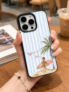 1 chiếc ốp lưng điện thoại mềm chống sốc toàn thân kiểu khỉ lướt sóng sọc xanh trắng, họa tiết khỉ biển mùa hè, phù hợp với 17 Pro MAX/17 Pro/17/16 Pro MAX/16 Pro/16/15 Pro MAX/15 Pro/15/14 Pro MAX/14 Pro/14/13 Pro MAX/13 Pro/13/12 Pro MAX/12 Pro/11 Pro MAX/11, chống rơi và chống nước. - màu đen - Xem 2
