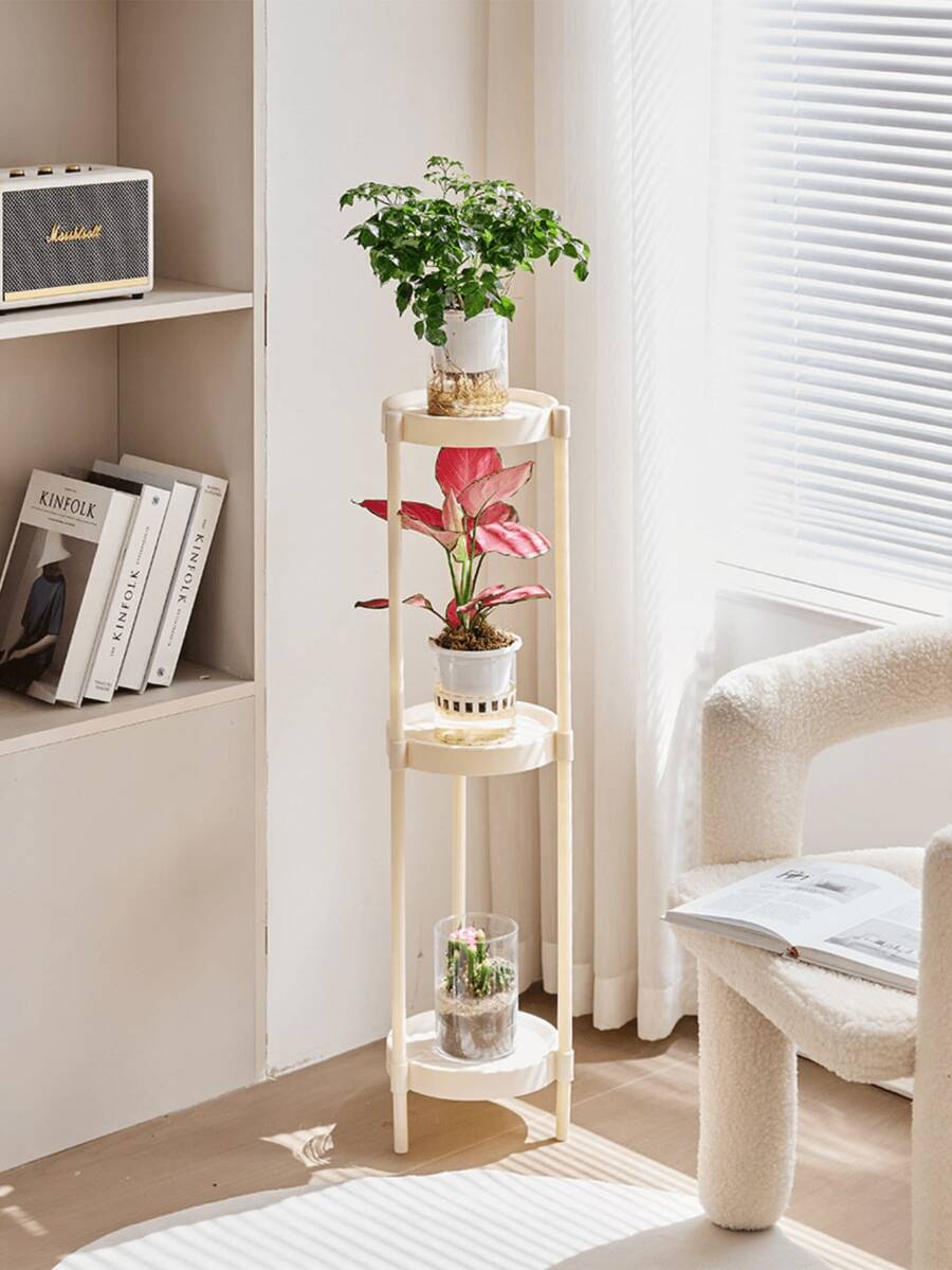 DIY Multi-Tier Plant Stand, Multifunctional Vertical Flower Rack Combining Storage And Decoration, Freely Assemblable And Detachable Tier Design, Practical Home Gardening Accessory, Space-Saving Indoor/Outdoor Plant Display Rack, Smooth Rounded Edges, Multi-Tier Design, Compact And Flexible - Multicolor - View 1